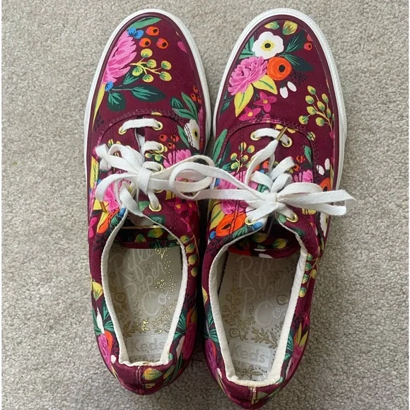 Rifle Paper Co. | Keds | Maroon Floral Print Shoes | Size 9 | EUC - Picture 5 of 8